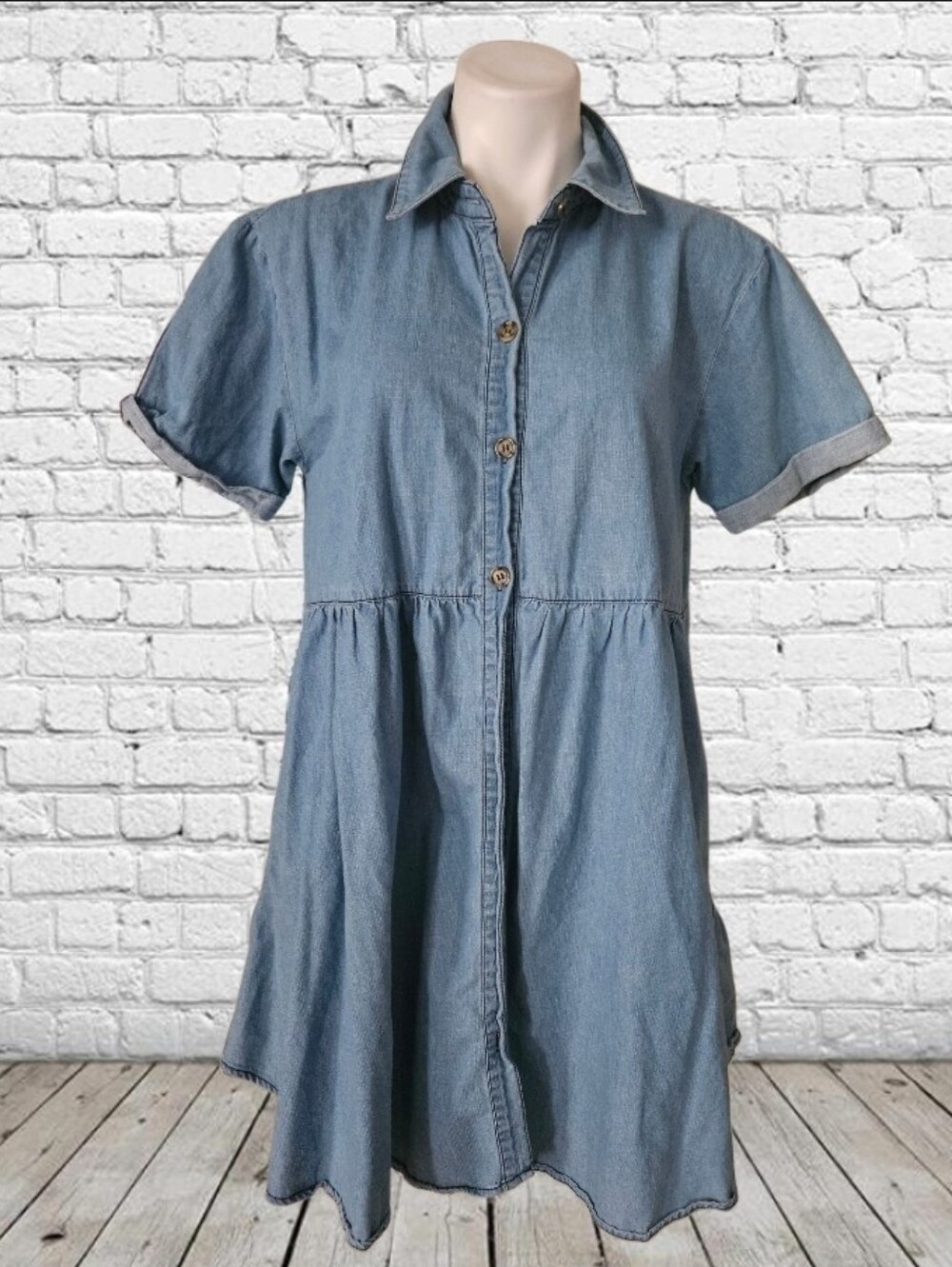 Miou Muse Denim Dress Large Blue Chambray with pockets Large